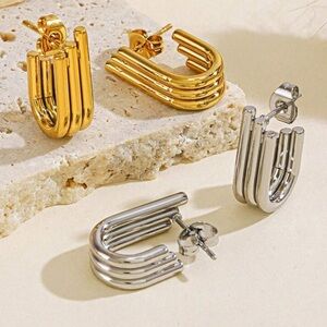 Jenny Bird Inspired Sculpted Silver Hoop Earrings